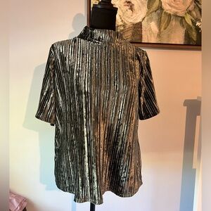 Holiday Medium Loft Mock turtleneck Blouse, Velvet Green